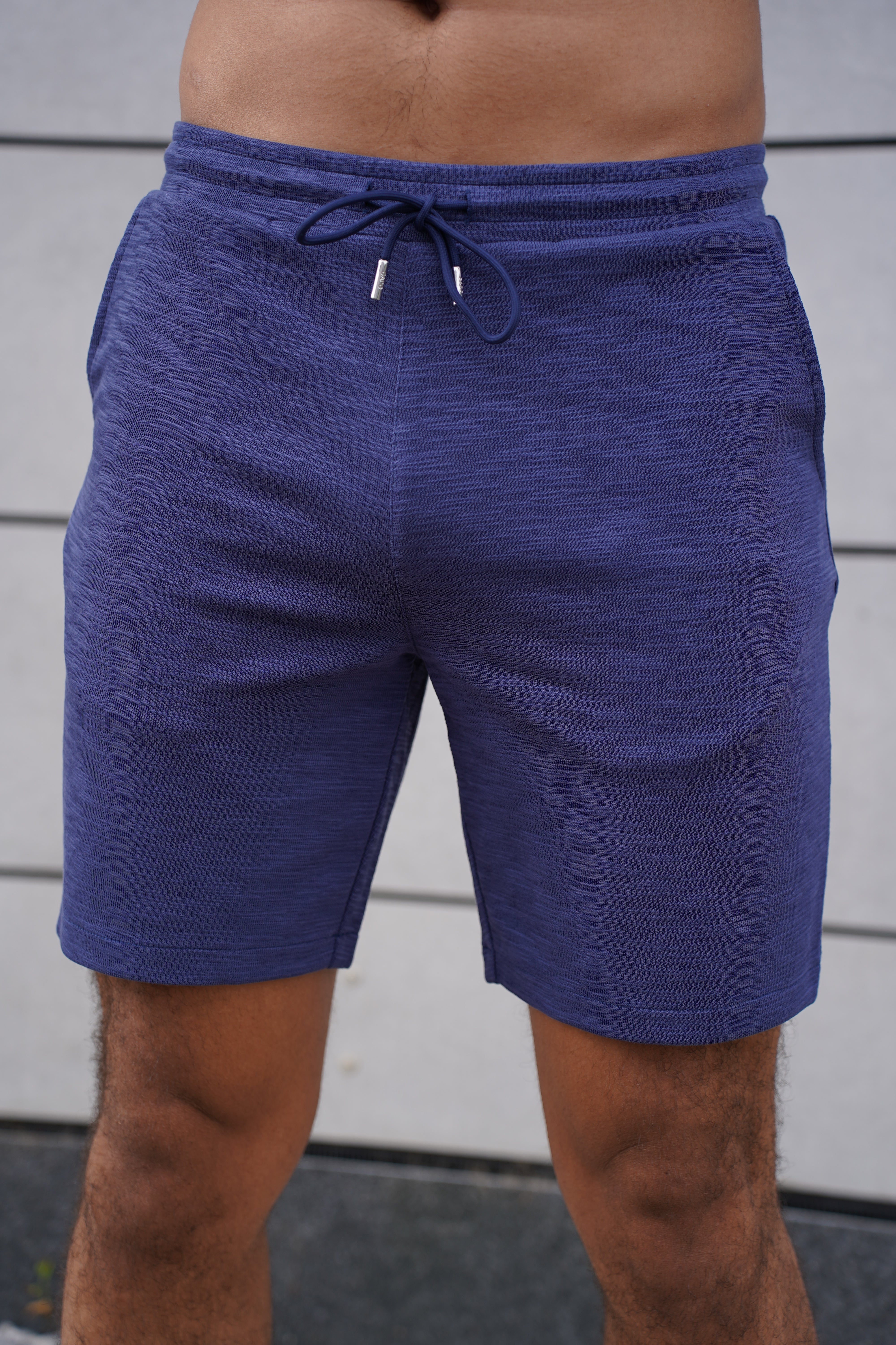 Front view of CAPO Jersey Slub Navy Shorts